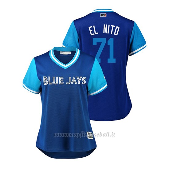 Maglia Baseball Donna TOrnto Blue Jays Luis Santos 2018 Llws Players Weekend El Nito Blu